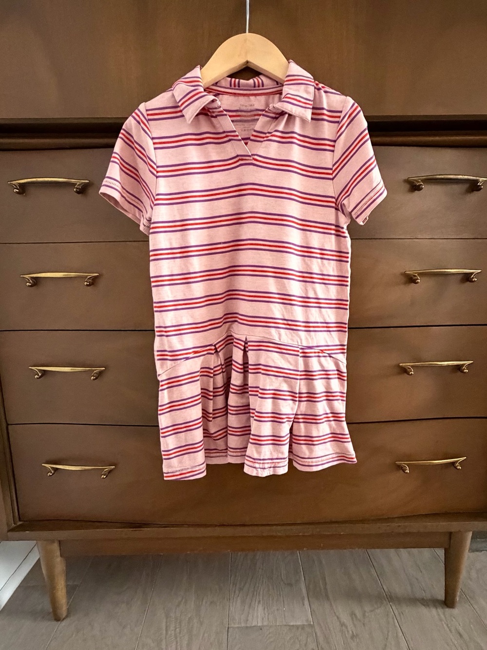 Hanna Andersson Striped Made For Sun Polo Dress, Size 5.
